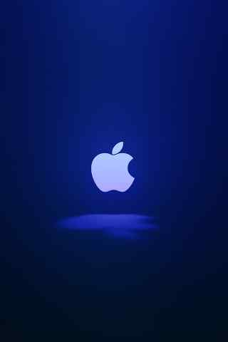 蓝色背景个性苹果LOGO手机壁纸