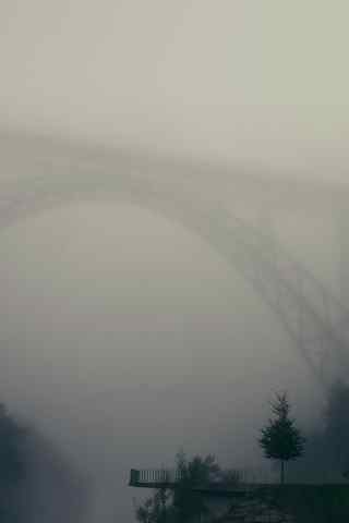 雾色下的铁架桥唯
