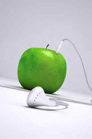 创意苹果与耳麦的手机壁纸