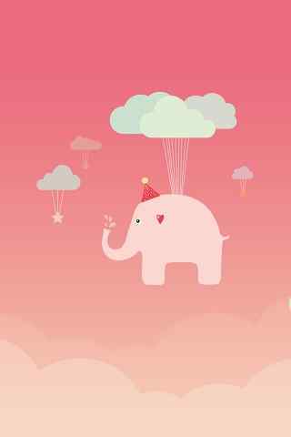 粉红色的飞天大象可爱手机桌面下载