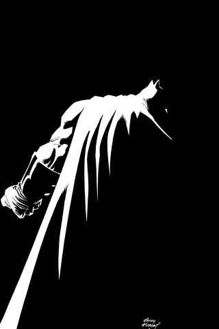 黑白色调的蝙蝠侠背影创意手机壁纸