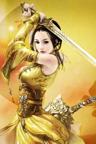 舞剑的古代美女