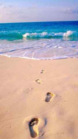 海滩上的脚印高清