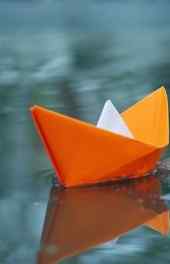 纸船|随波逐流的小纸船高清手机壁纸