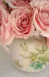 玫瑰|粉色玫瑰花瓶高清手机壁纸