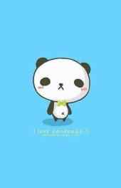 蓝色背景卡通熊猫动漫手机壁纸