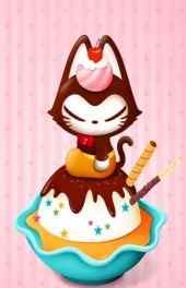 可爱|拽猫吃蛋糕高清手机壁纸
