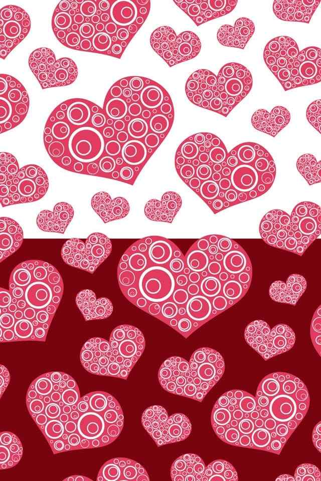 情人节情侣浪漫红色心形图案高清手机壁纸