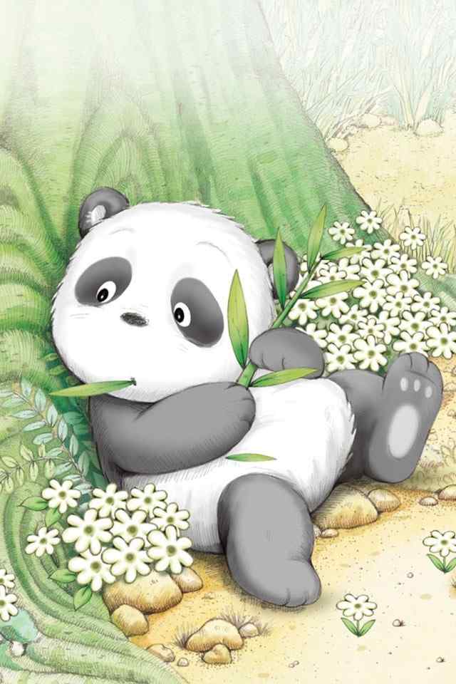 可爱熊猫卡通iPhone高清手机壁纸