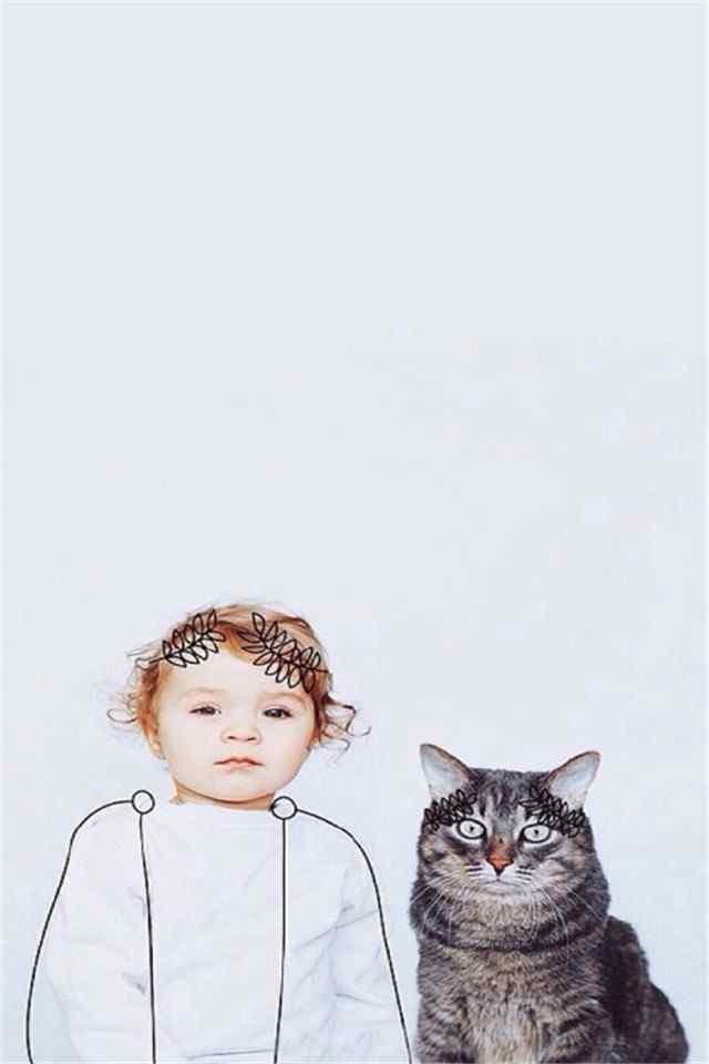 萌娃和萌猫可爱唯美高清高清手机壁纸下载