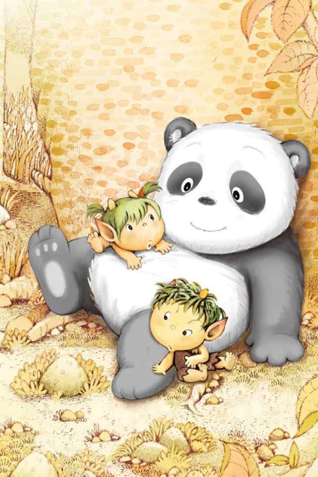 可爱熊猫卡通iPhone高清手机壁纸