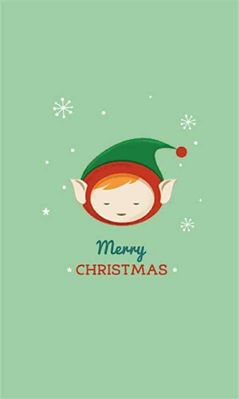 绿色清新护眼的圣诞节可爱卡通图片高清高清手机壁纸下载