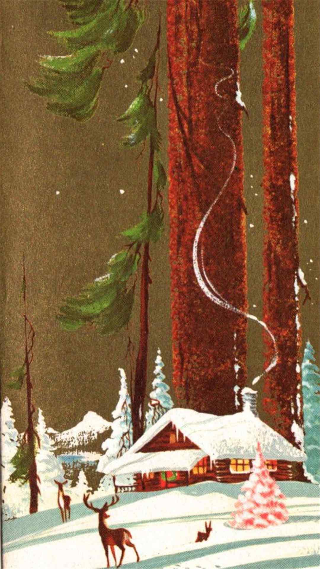 森林麋鹿童话插画高清手机壁纸