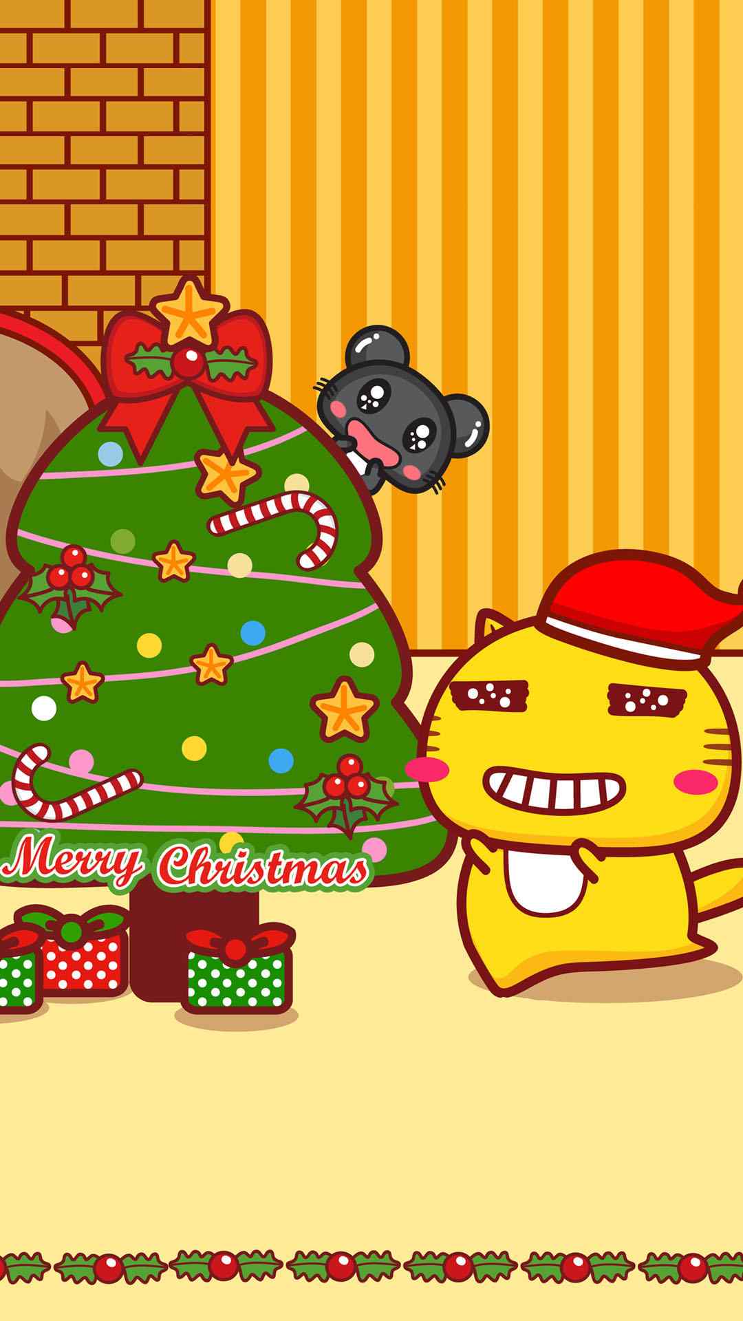 哈咪猫圣诞节可爱动漫手机壁纸