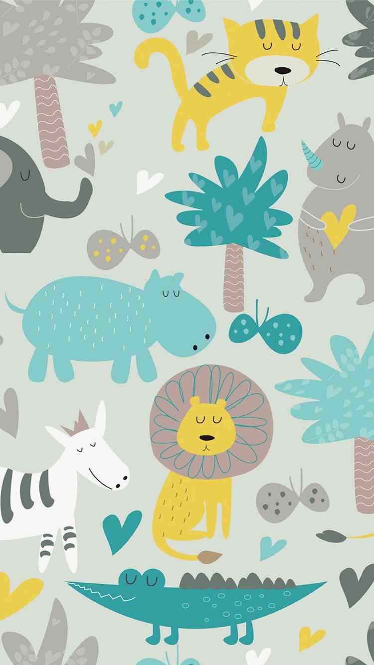 森系动物插画高清手机壁纸