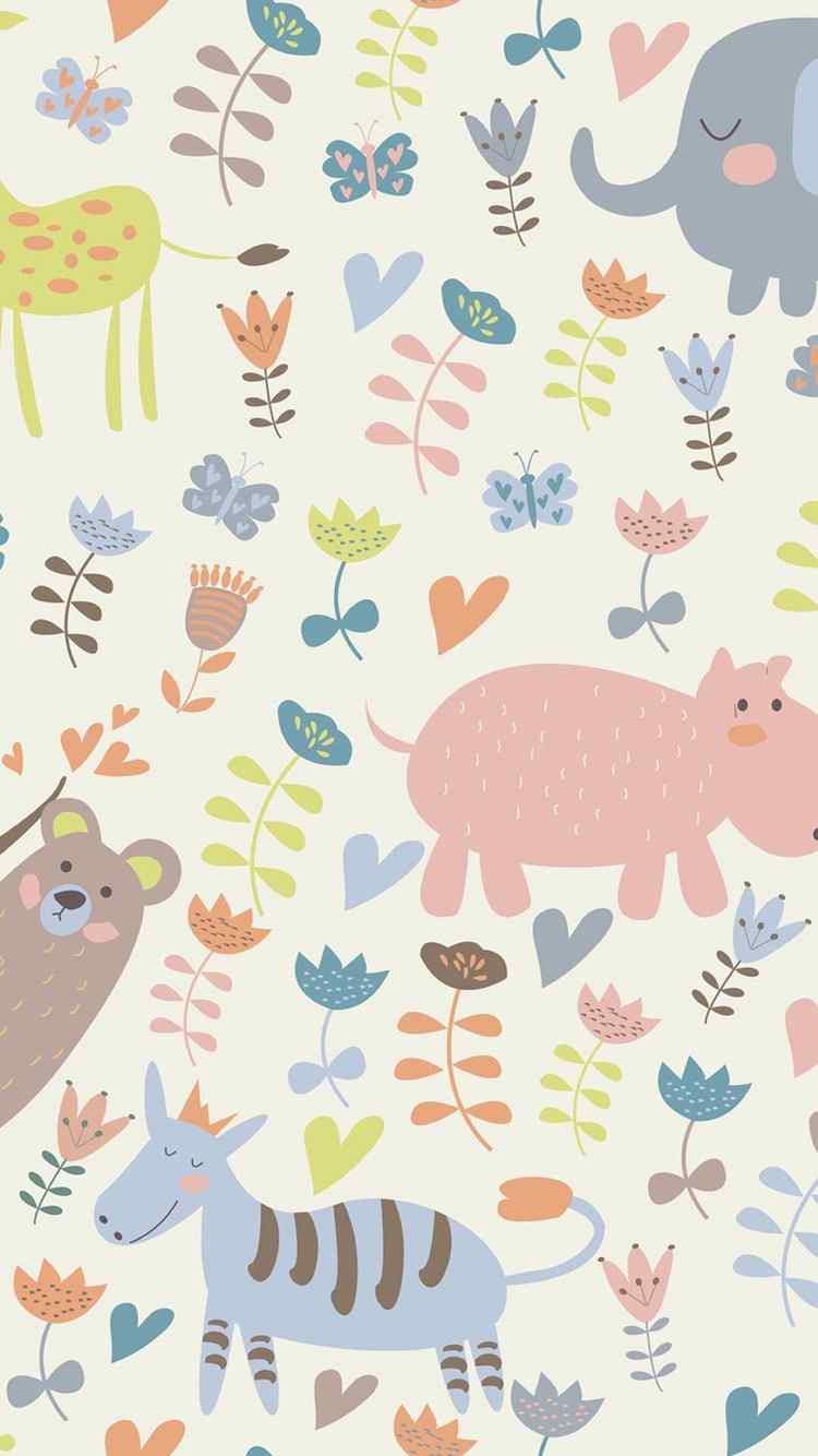 森系动物插画高清手机壁纸