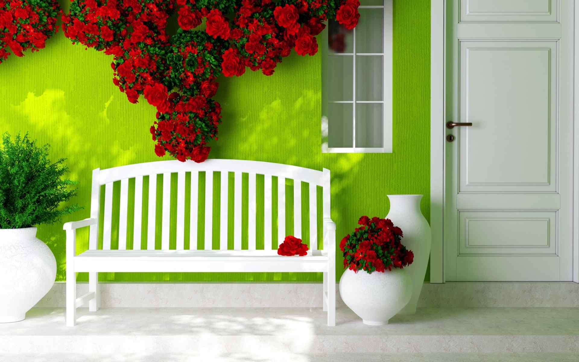 绿色小清新背景温馨家居桌面壁纸下载