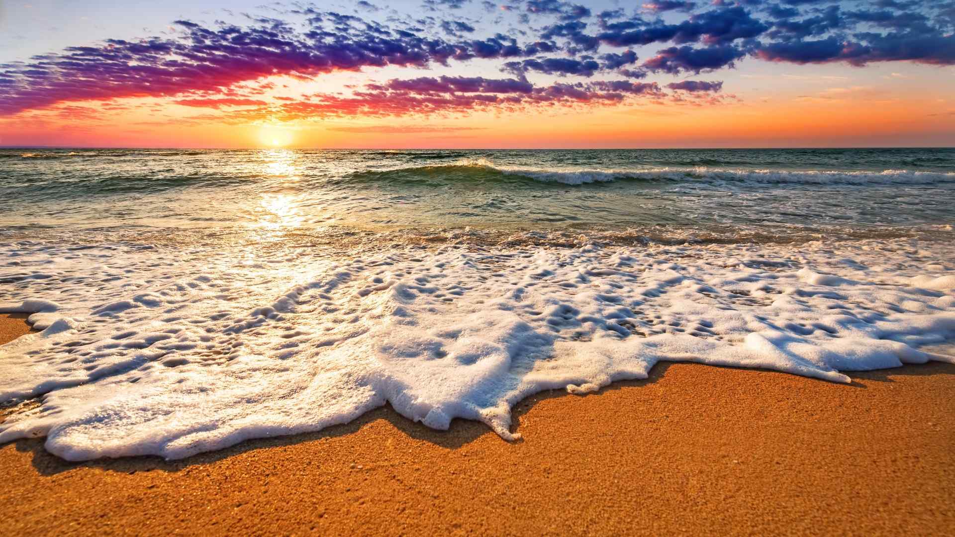 海边唯美日落海滩风景桌面壁纸