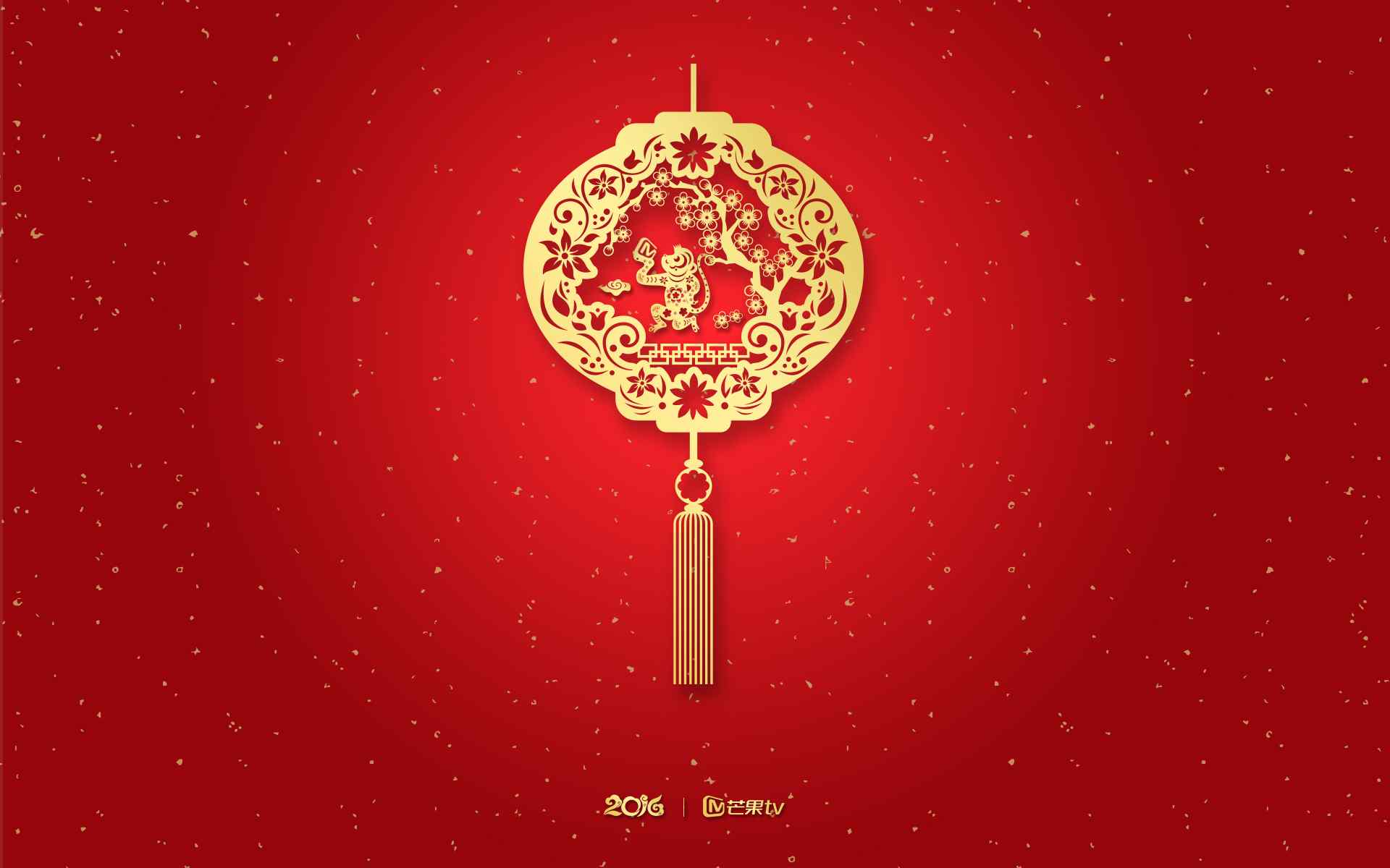 2016猴年快乐红色喜庆主题桌面壁纸下载