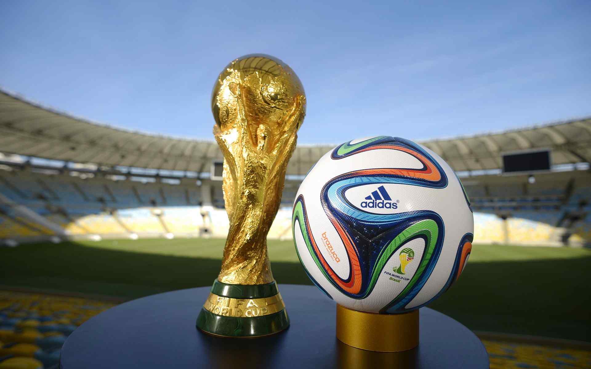 巴西世界杯的足球与大力神杯高清桌面壁纸