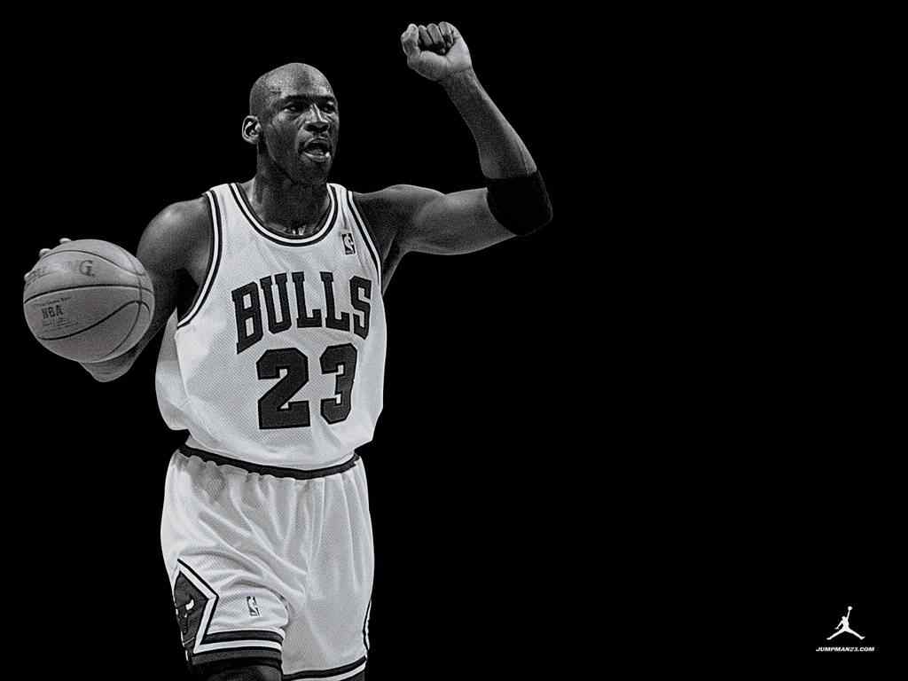 篮球巨星乔丹黑白图片电脑壁纸