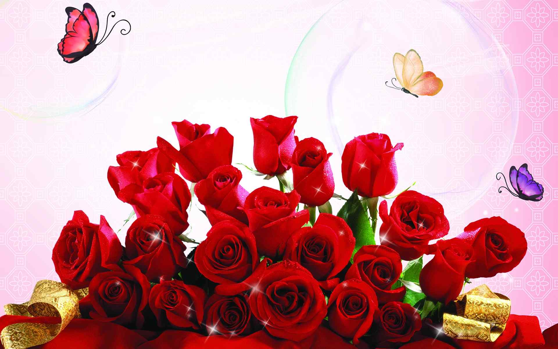 浪漫七夕情人节唯美红色玫瑰电脑壁纸图片