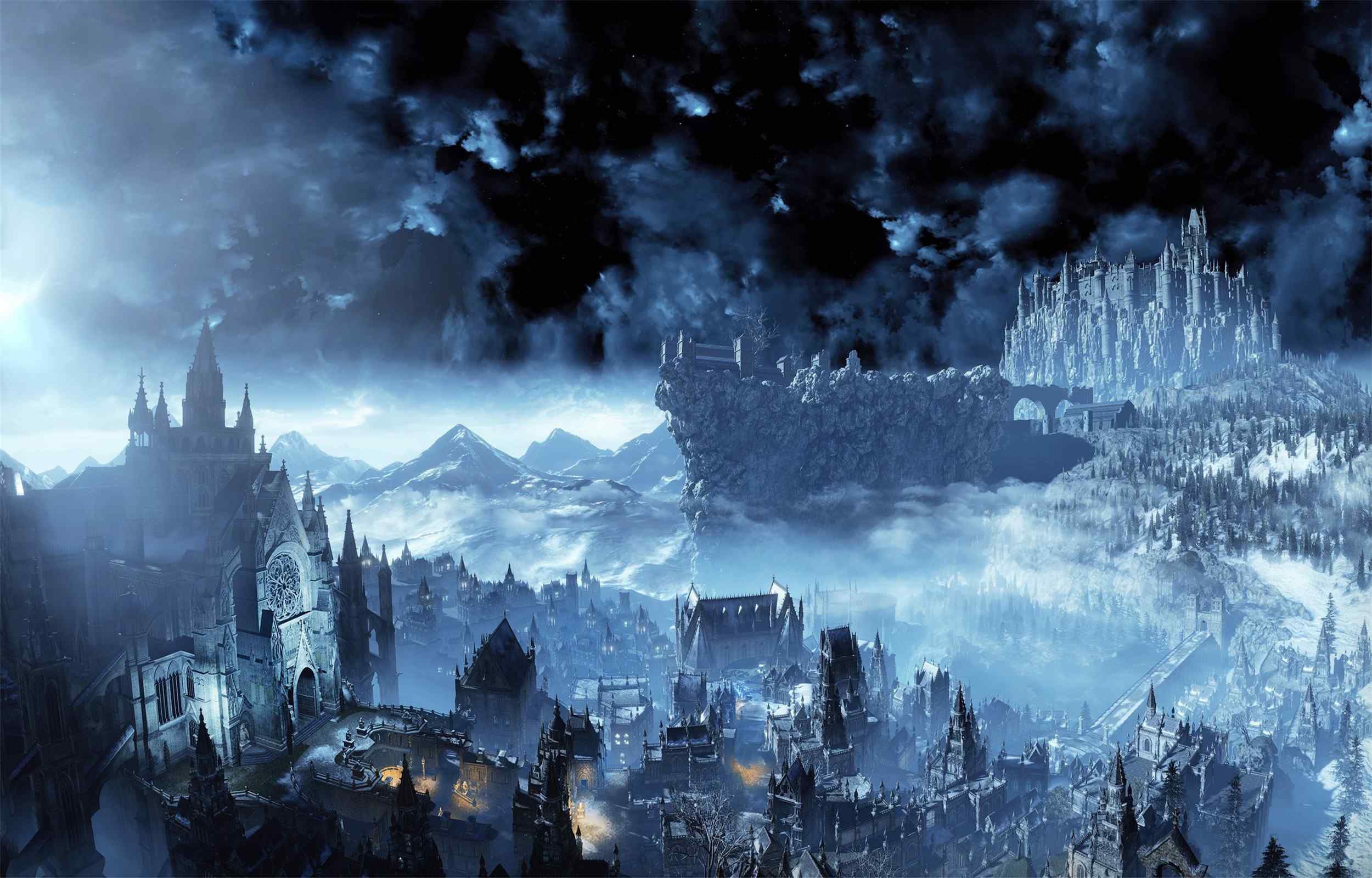 《黑暗之魂3》蓝色天空游戏场景壁纸图片大全