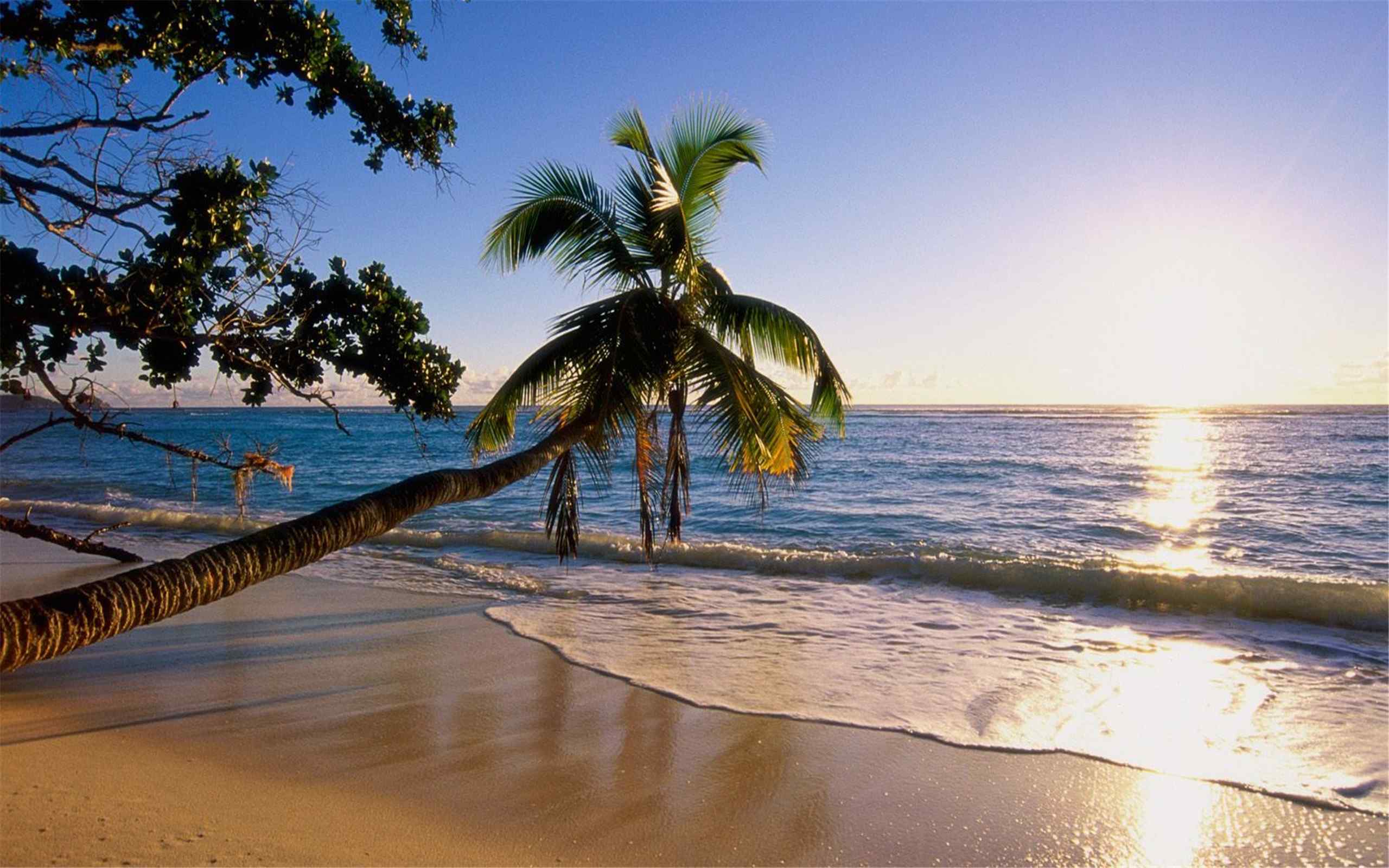 夕阳热带岛屿海滩自然风光高清风景壁纸图片大全