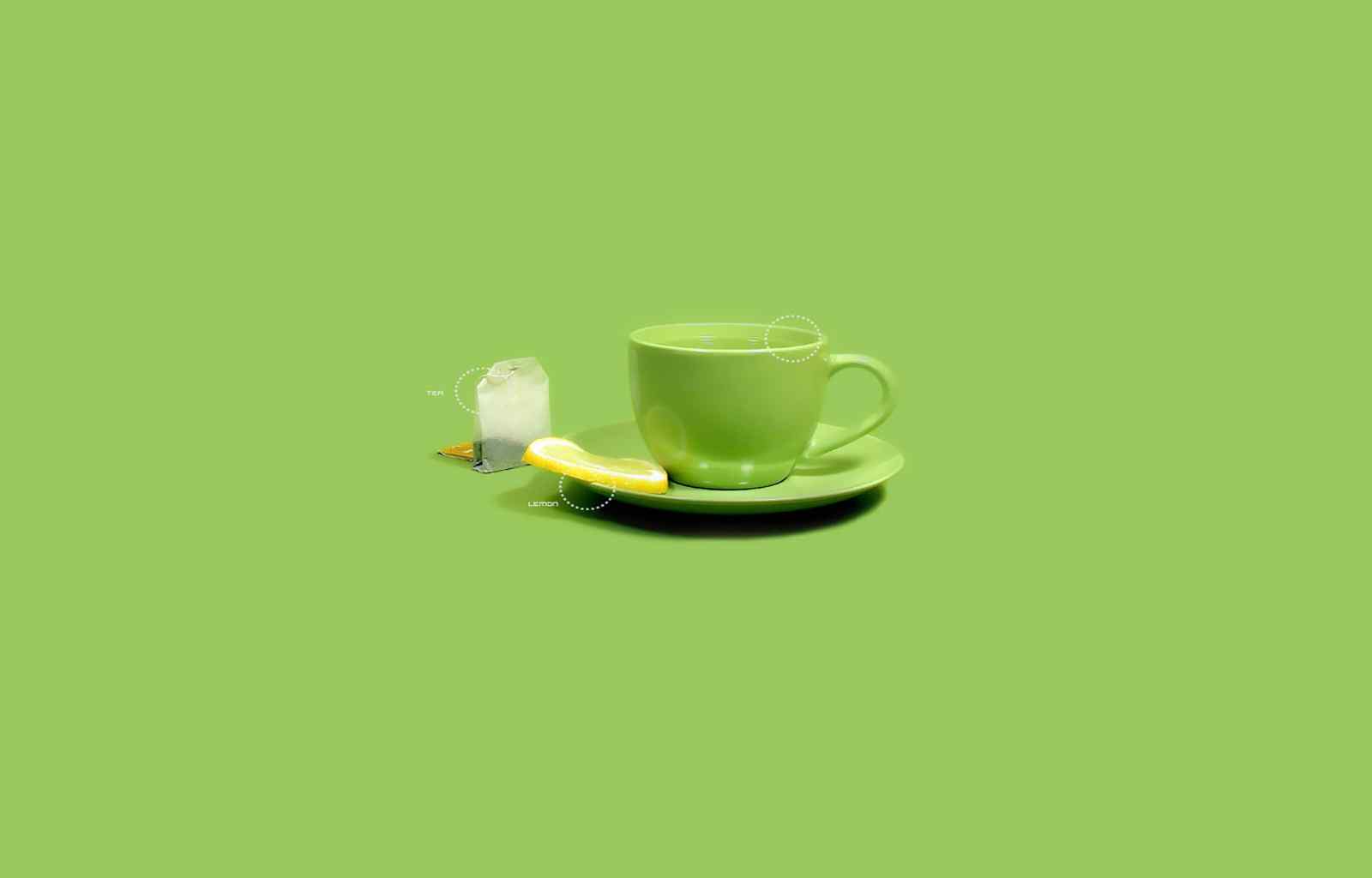 绿色纯色背景清茶飘香高清桌面壁纸