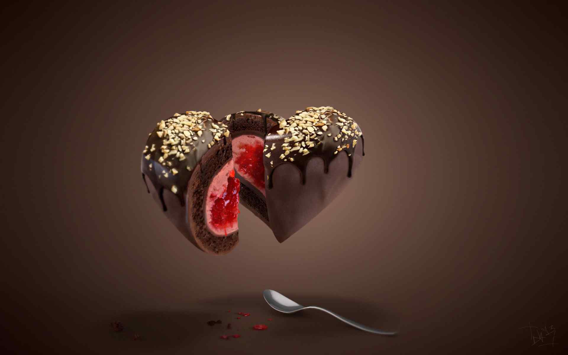 香甜草莓夹心巧克力桌面壁纸