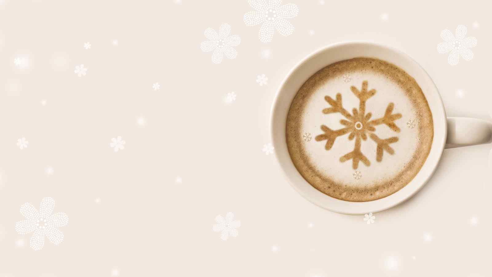 创意雪花形状冬日温暖奶茶桌面壁纸