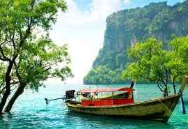 唯美意境湖面小船自然风景桌面壁纸图片