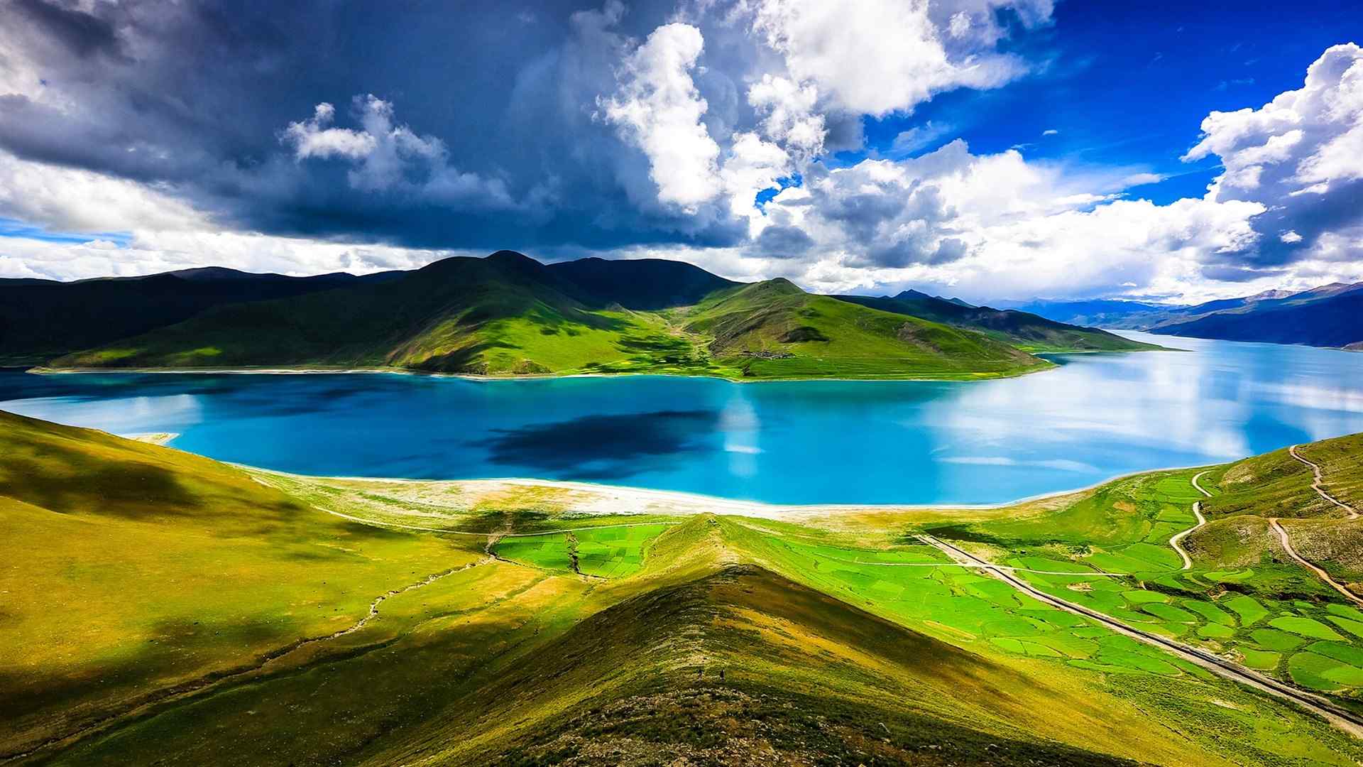 西藏羊卓雍措唯美自然风景电脑壁纸图片下载