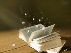花瓣飞舞书本高清动态桌面壁纸
