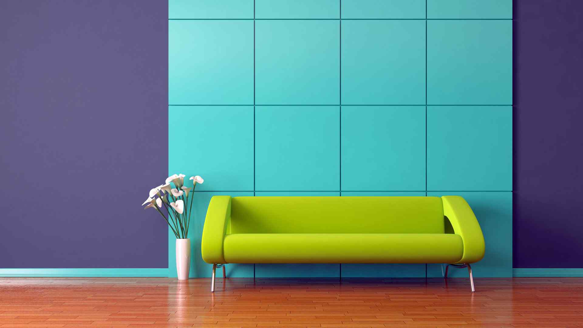 时尚绿色沙发多彩家居电脑桌面壁纸