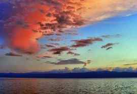 奥赫里德湖的夕阳