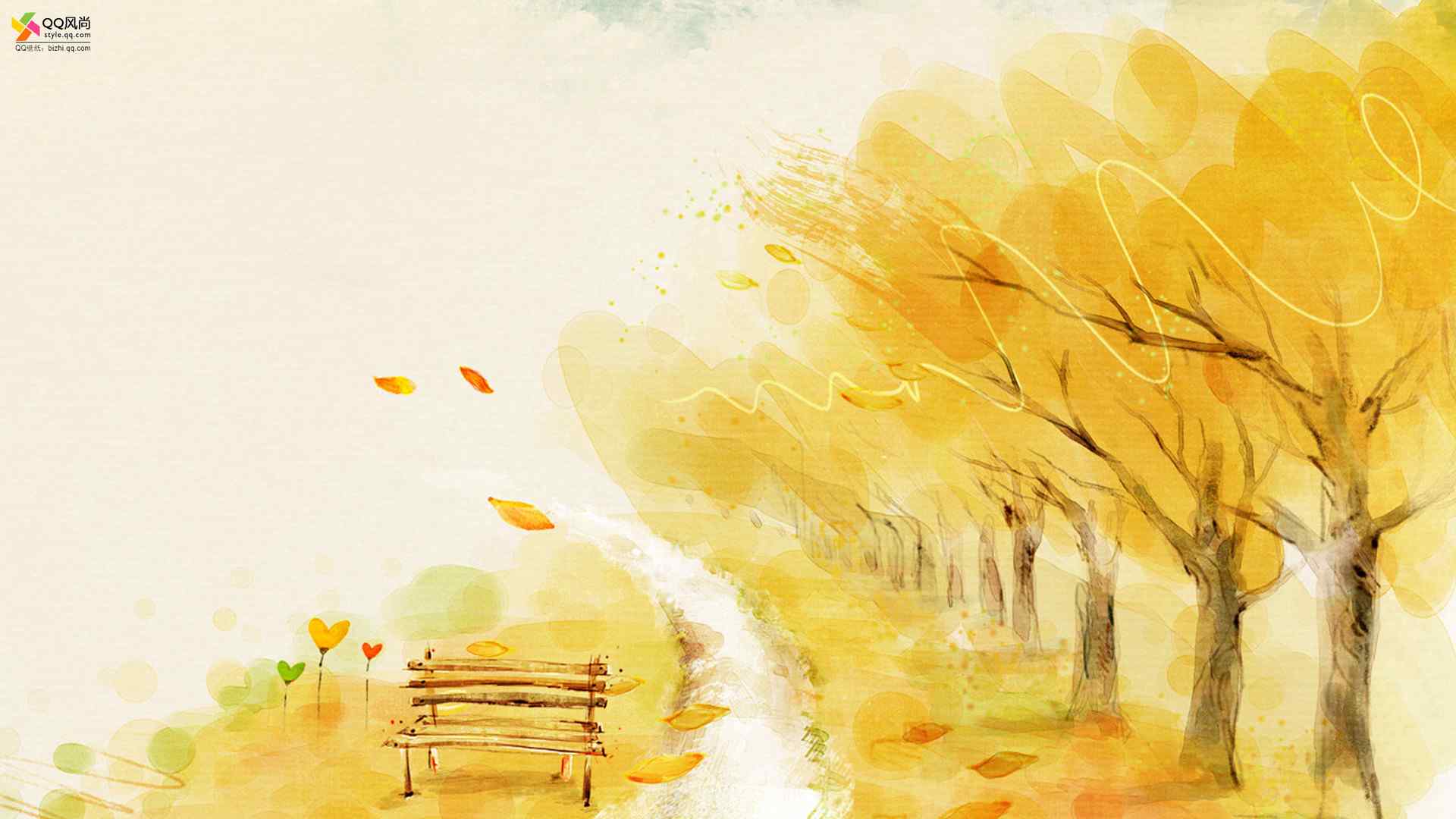 唯美的小清新手绘秋日插画桌面壁纸