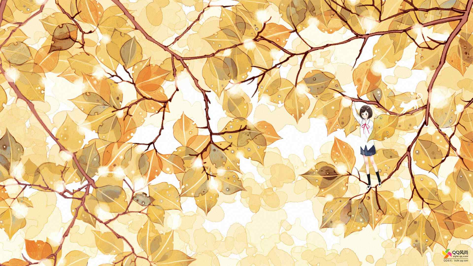 唯美的小清新手绘秋日插画桌面壁纸