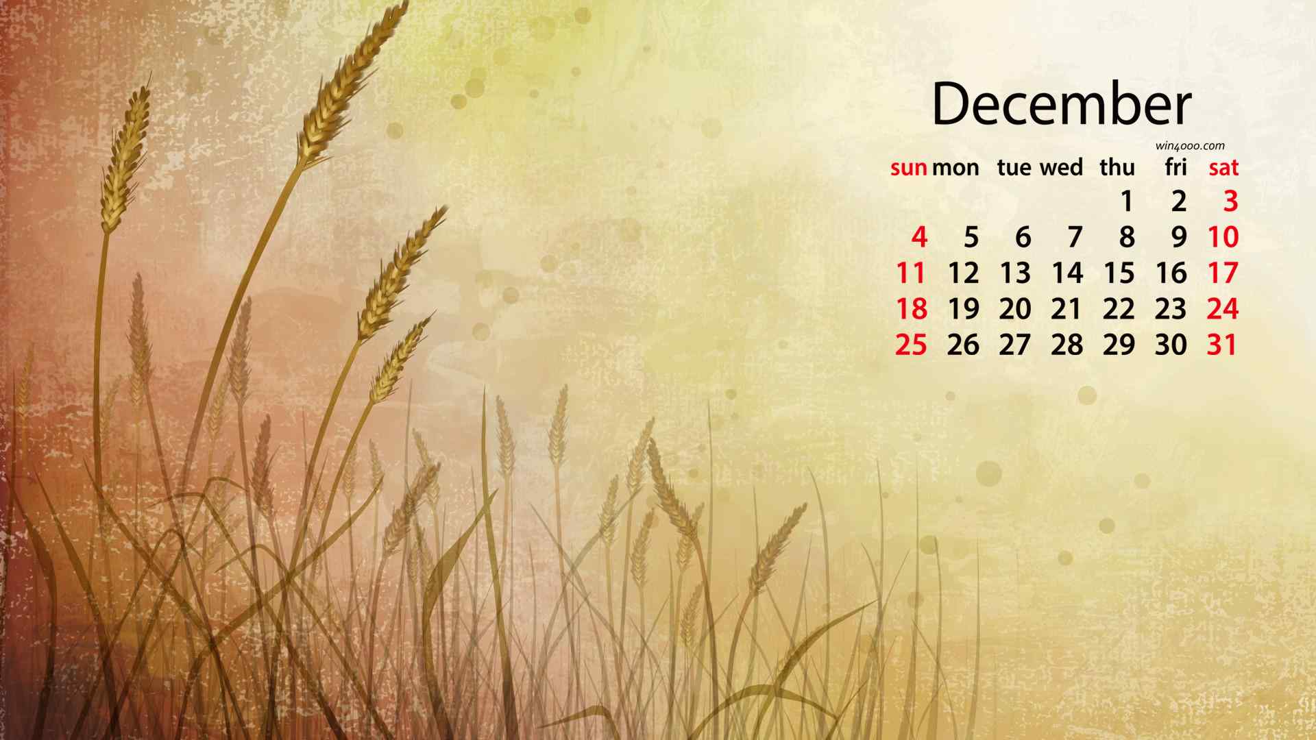 2016年12月日历唯美插画桌面壁纸
