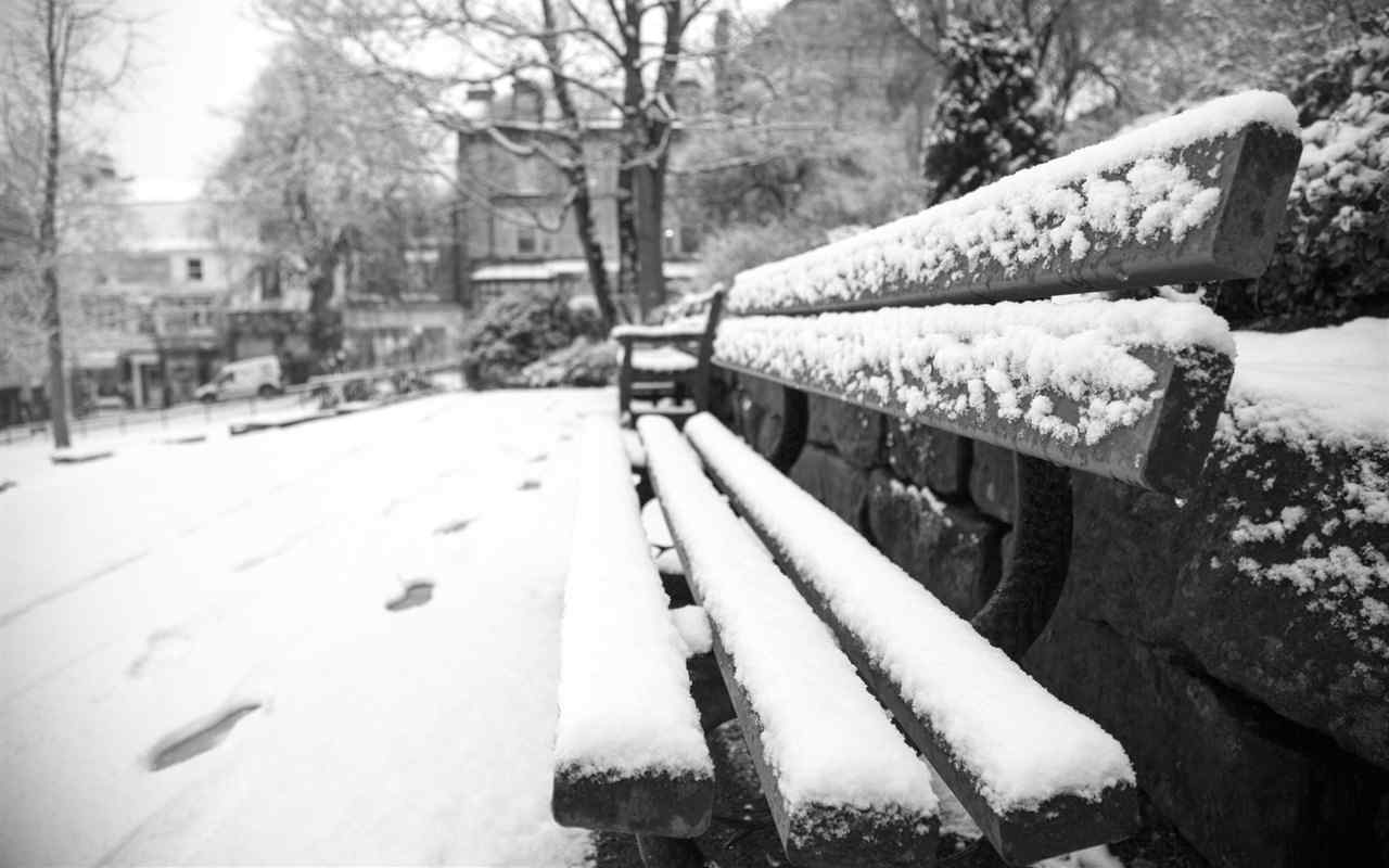 落雪的长椅