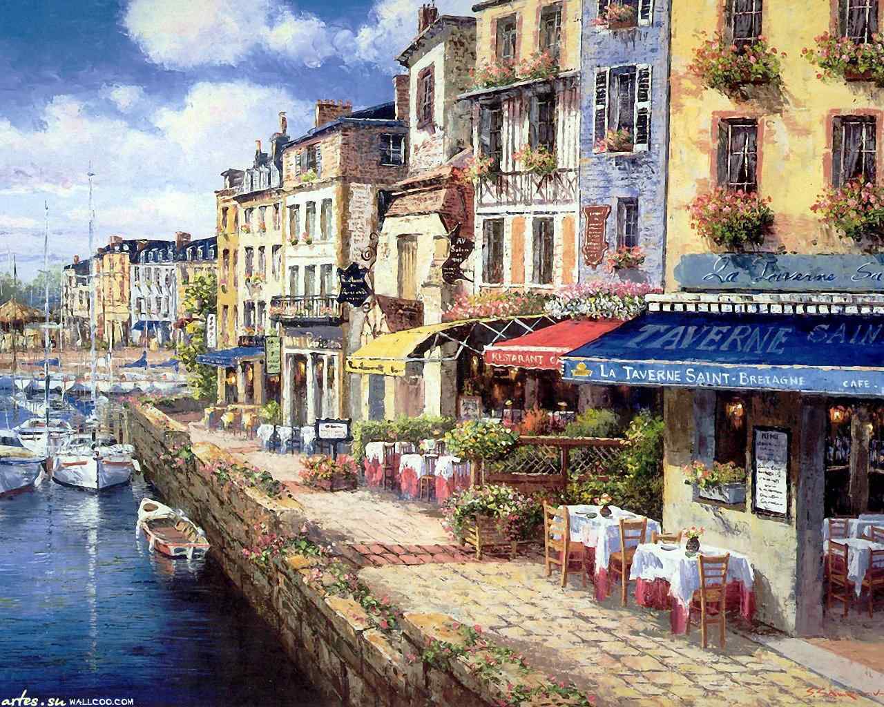 唯美的欧洲小镇风景图片桌面壁纸