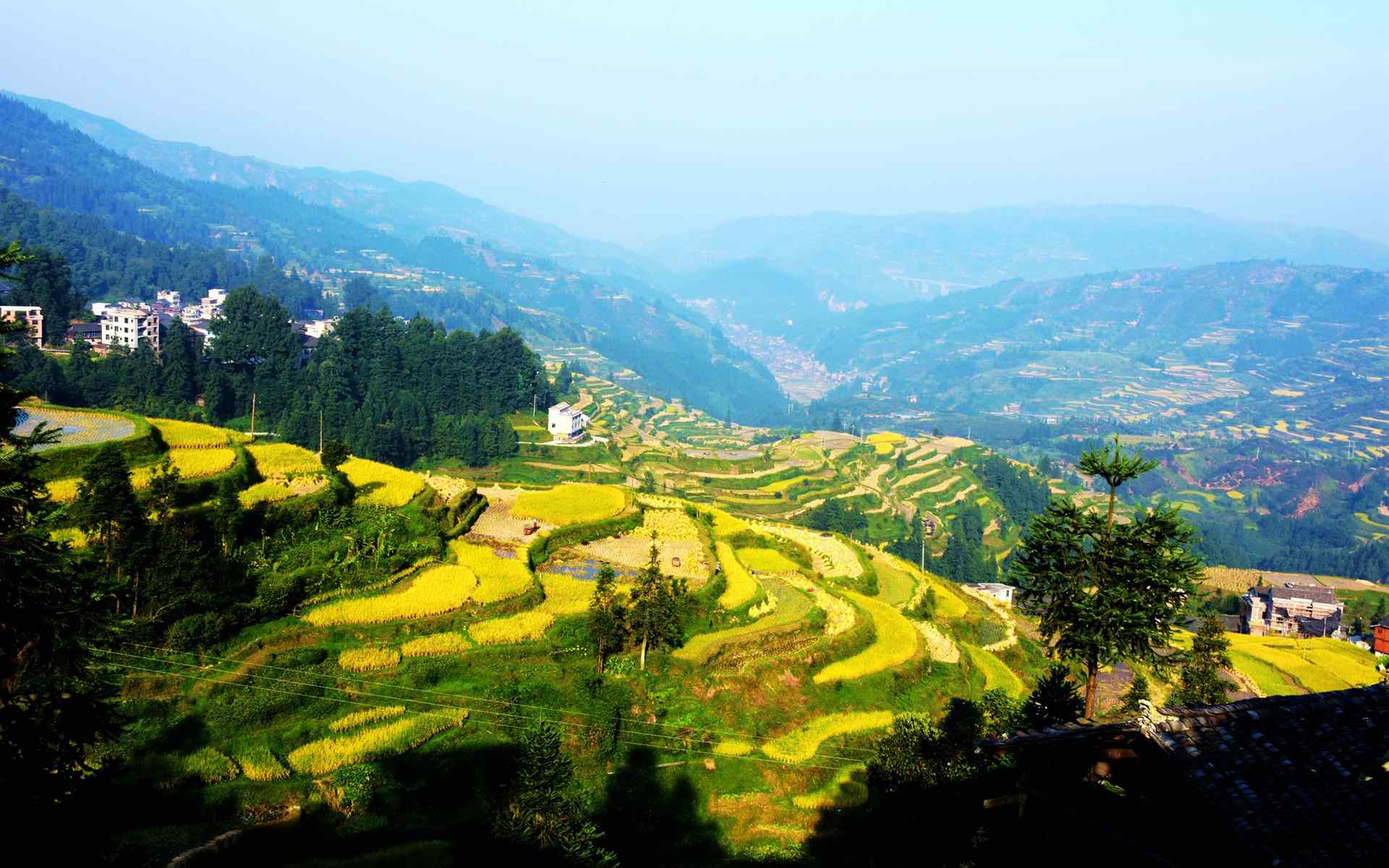 唯美清新的肇兴侗寨风景图片高清壁纸