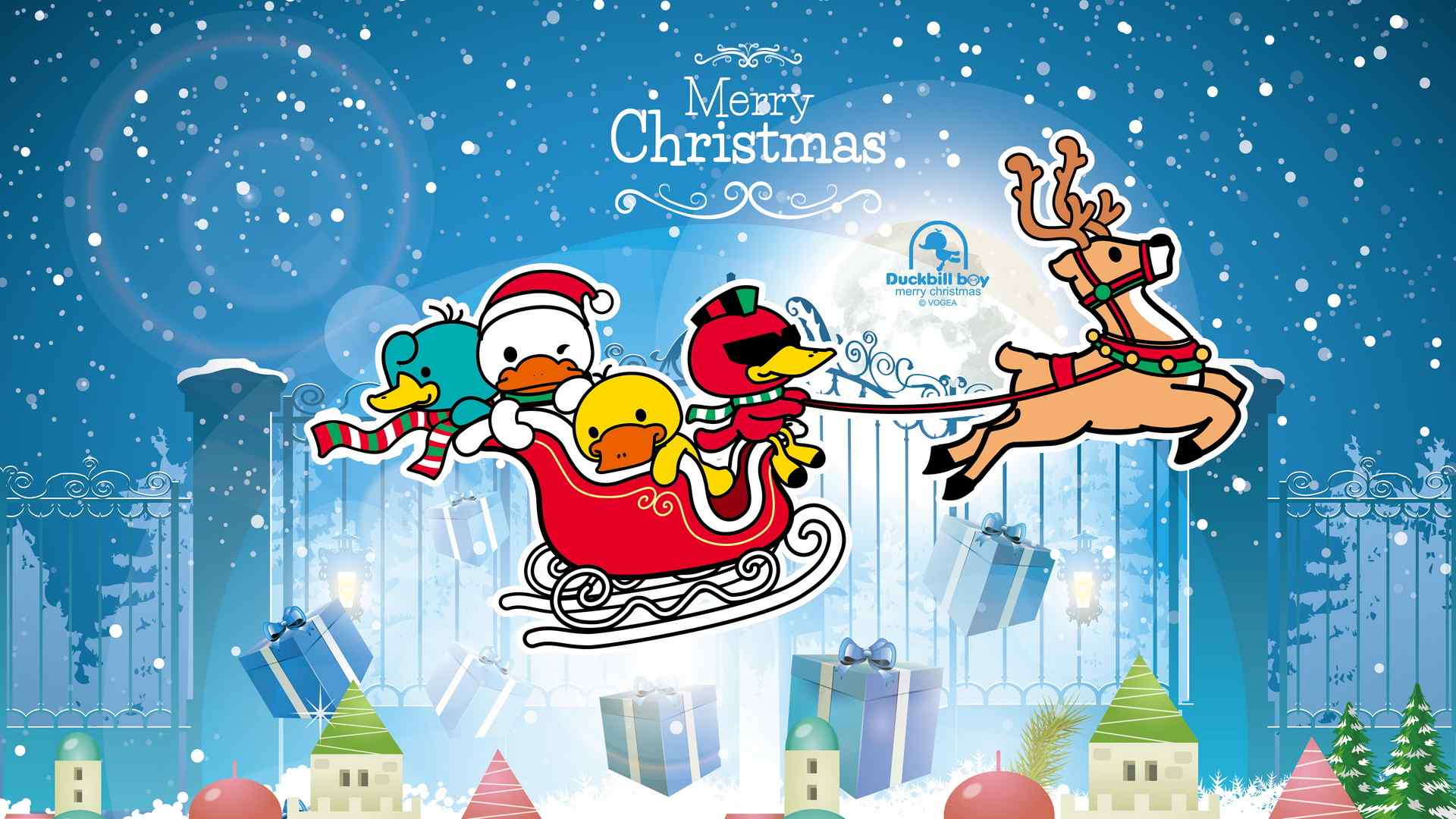 可爱的鸭嘴兽男孩圣诞节卡通图片