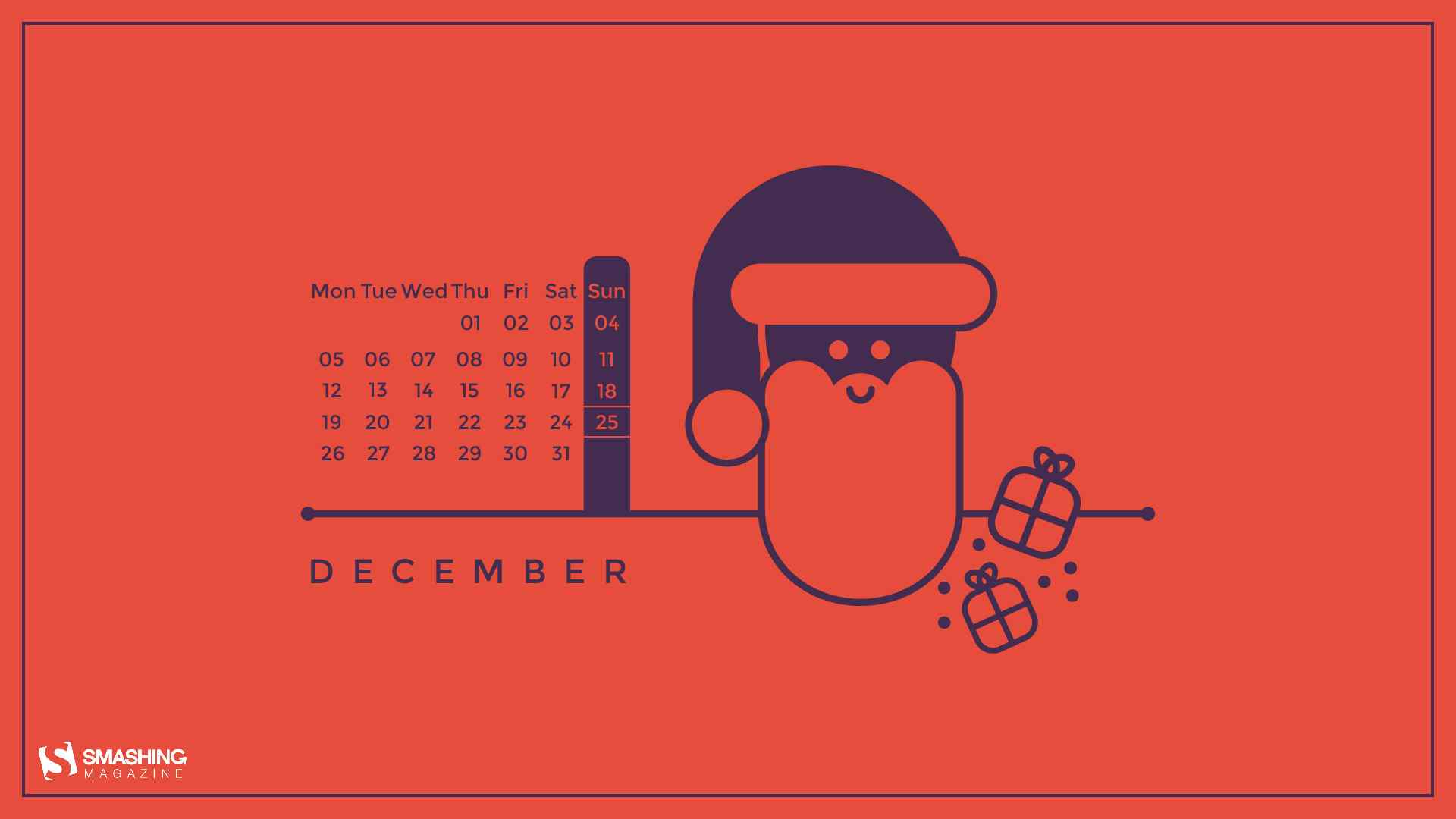 2016年12月日历创意插画桌面壁纸