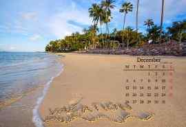 2016年12月日历唯美沙滩风景图片高清壁纸