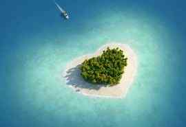 浪漫的心型海岛风景高清桌面壁纸