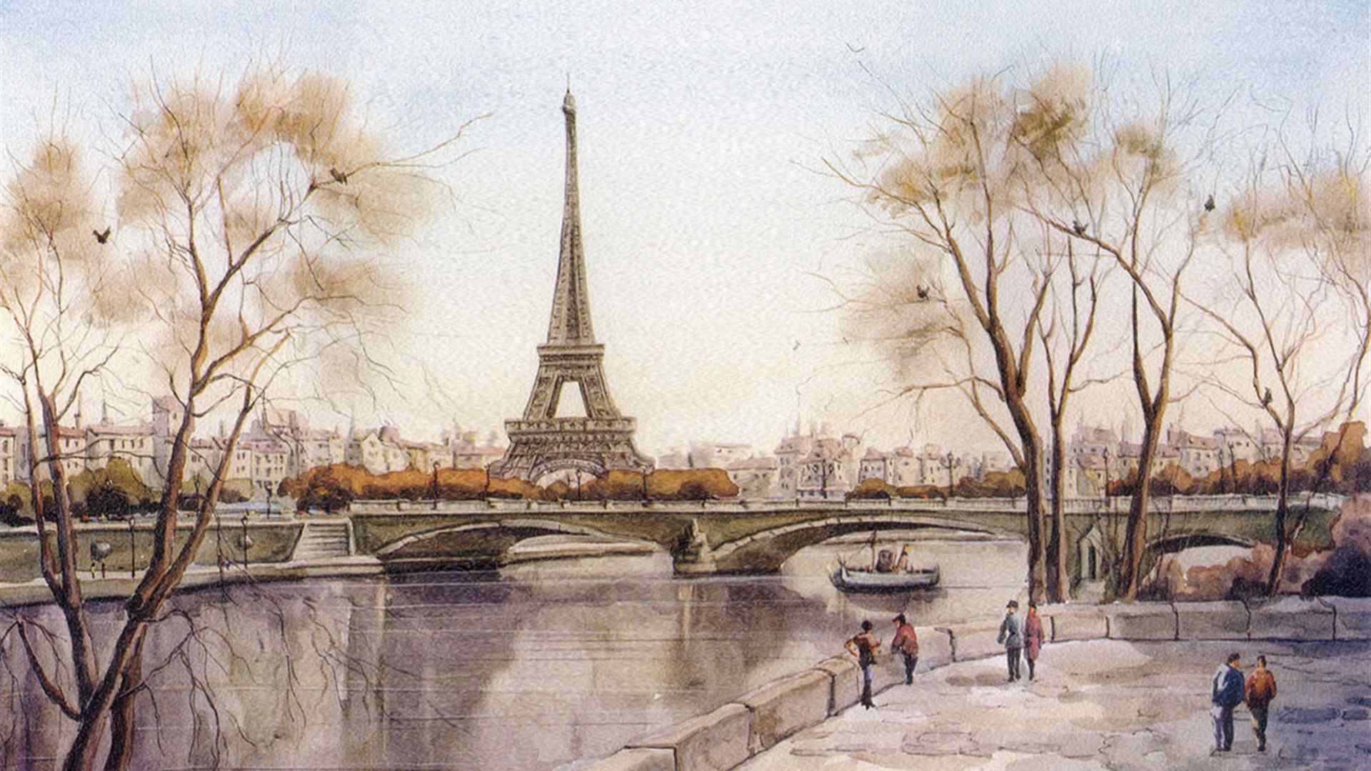 唯美浪漫的巴黎埃菲尔铁塔风景图片