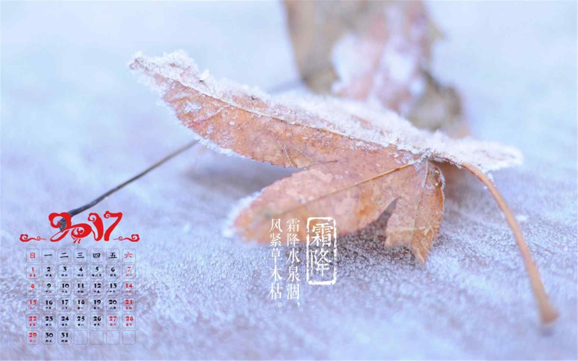2017年1月日历唯美冬日雪景高清壁纸