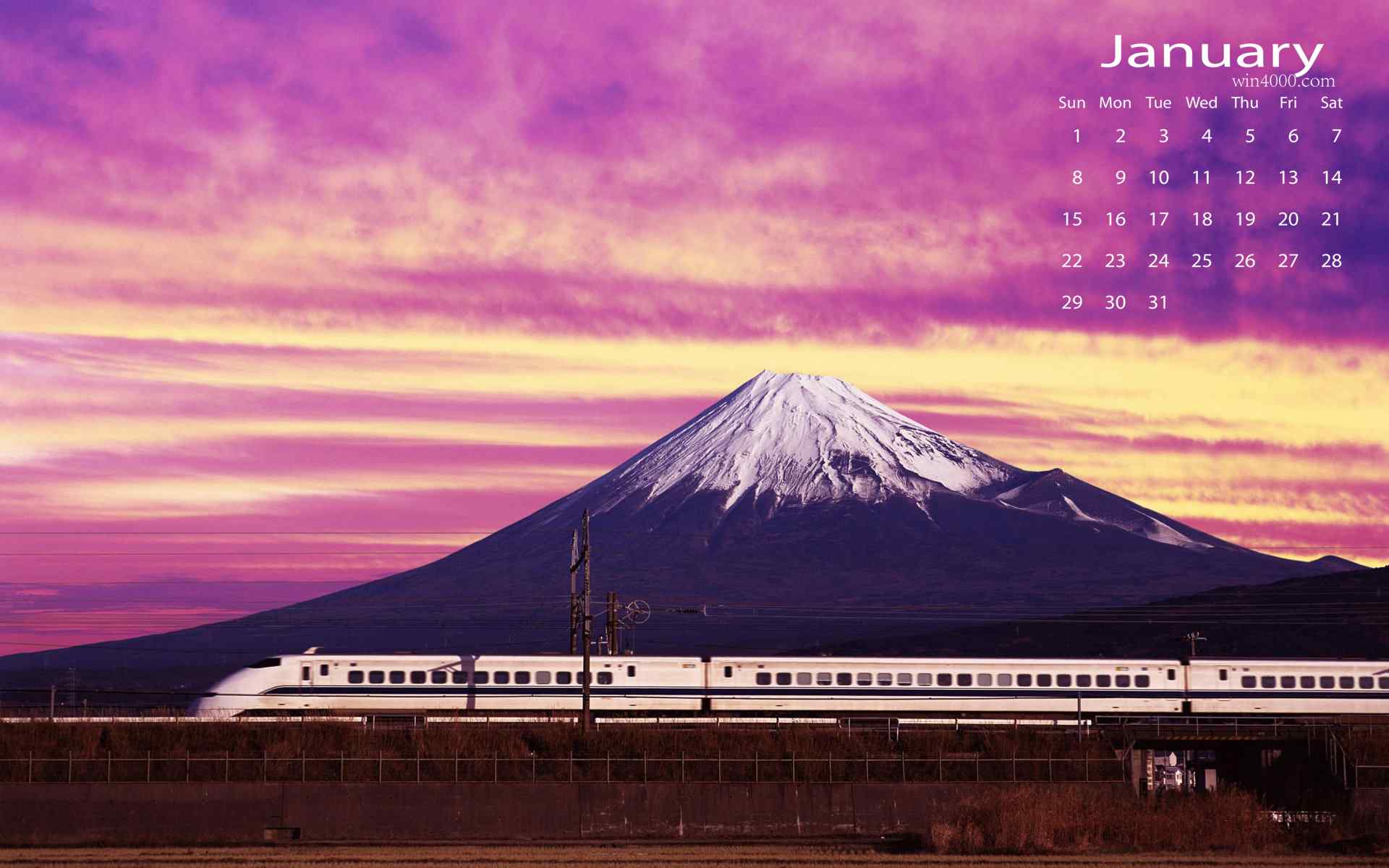 2017年1月日历唯美富士山风景图片