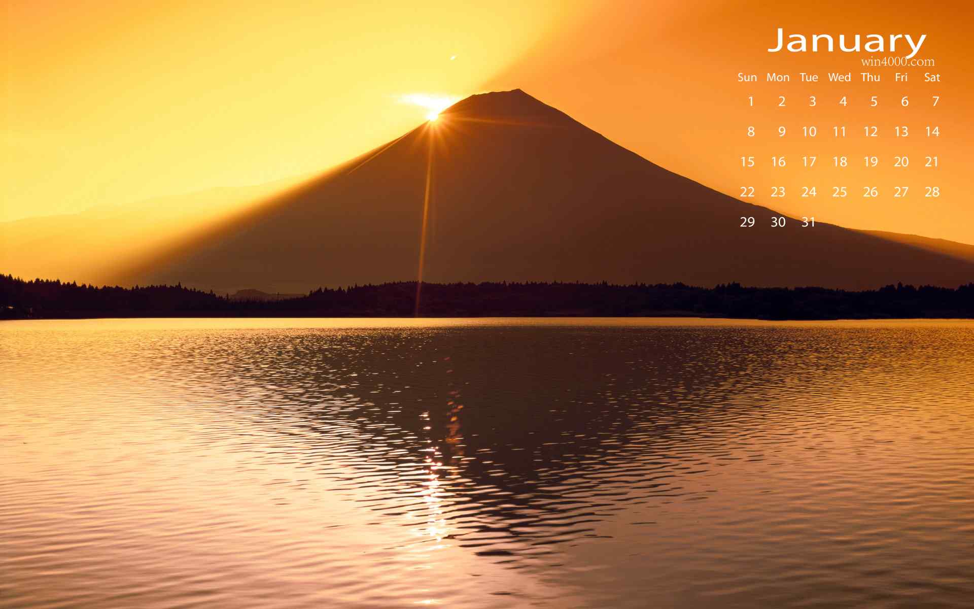 2017年1月日历唯美富士山风景图片